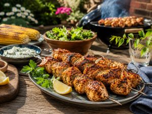 BBQ chicken skewers