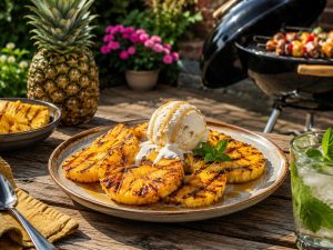 Grilled pineapple with ice cream