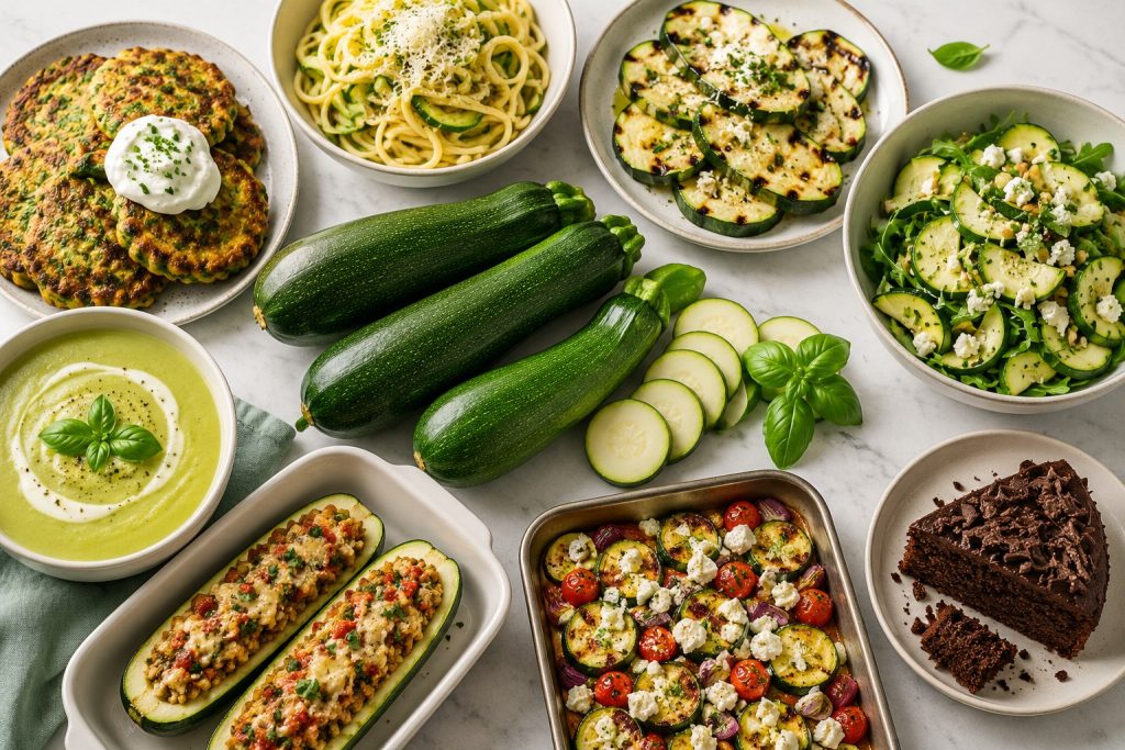 What to Do With Courgettes: 8 Easy Summer Recipes Fresh courgettes with easy summer dishes on a kitchen table