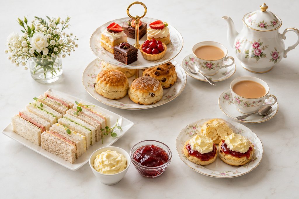What to Serve at Afternoon Tea: Complete UK Menu Traditional UK afternoon tea menu with finger sandwiches, scones, cakes and tea