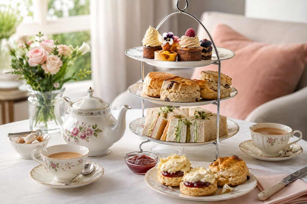 Afternoon Tea Week 2026: Easy Ideas for Hosting at Home Afternoon Tea Week 2026 spread with sandwiches, scones, cakes and tea