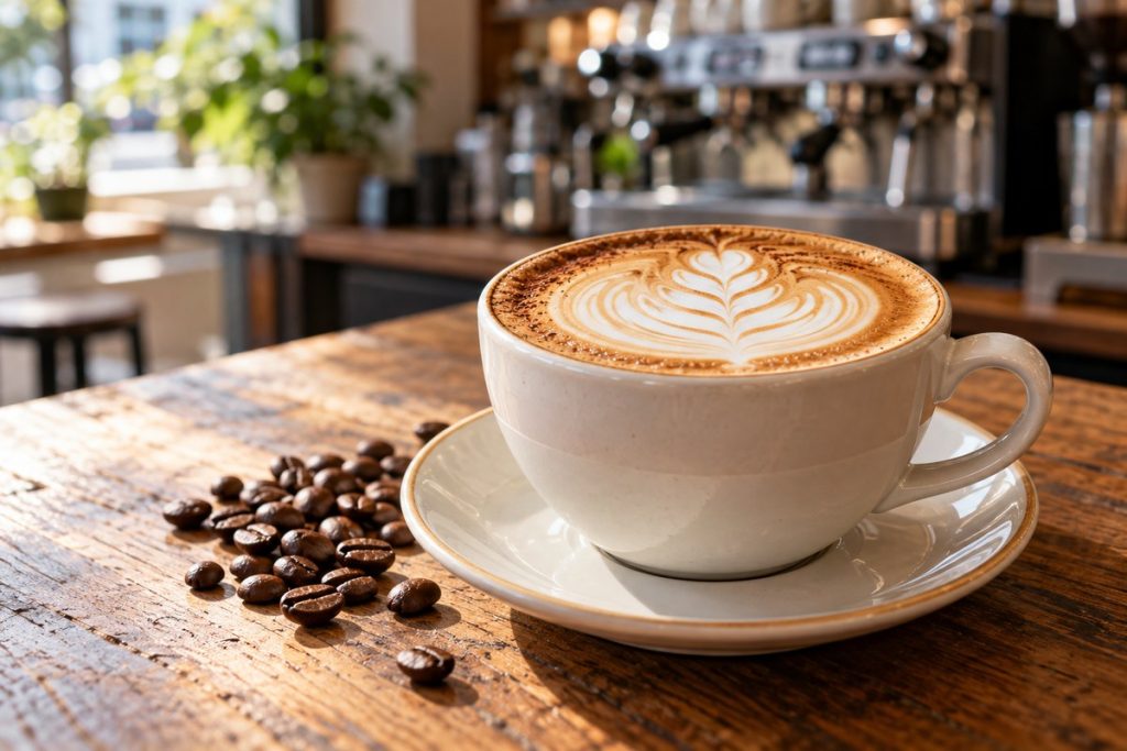 International Coffee Day 2026: Why It’s Celebrated on 1 October Freshly brewed coffee beside roasted coffee beans on a café table